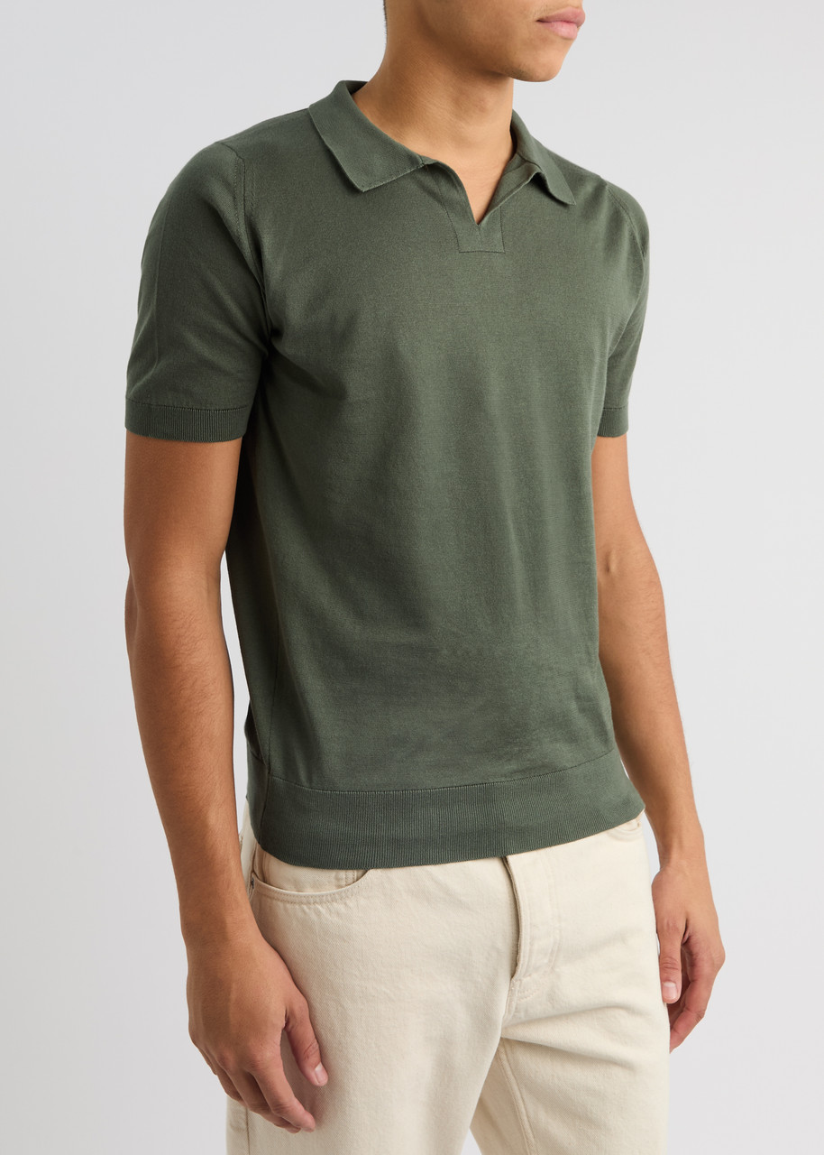 John Smedley Donnelly Knitted Cotton Polo Shirt In Dark Green