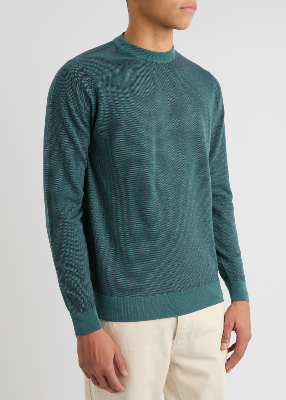 John Smedley Textured Wool Jumper In Blue
