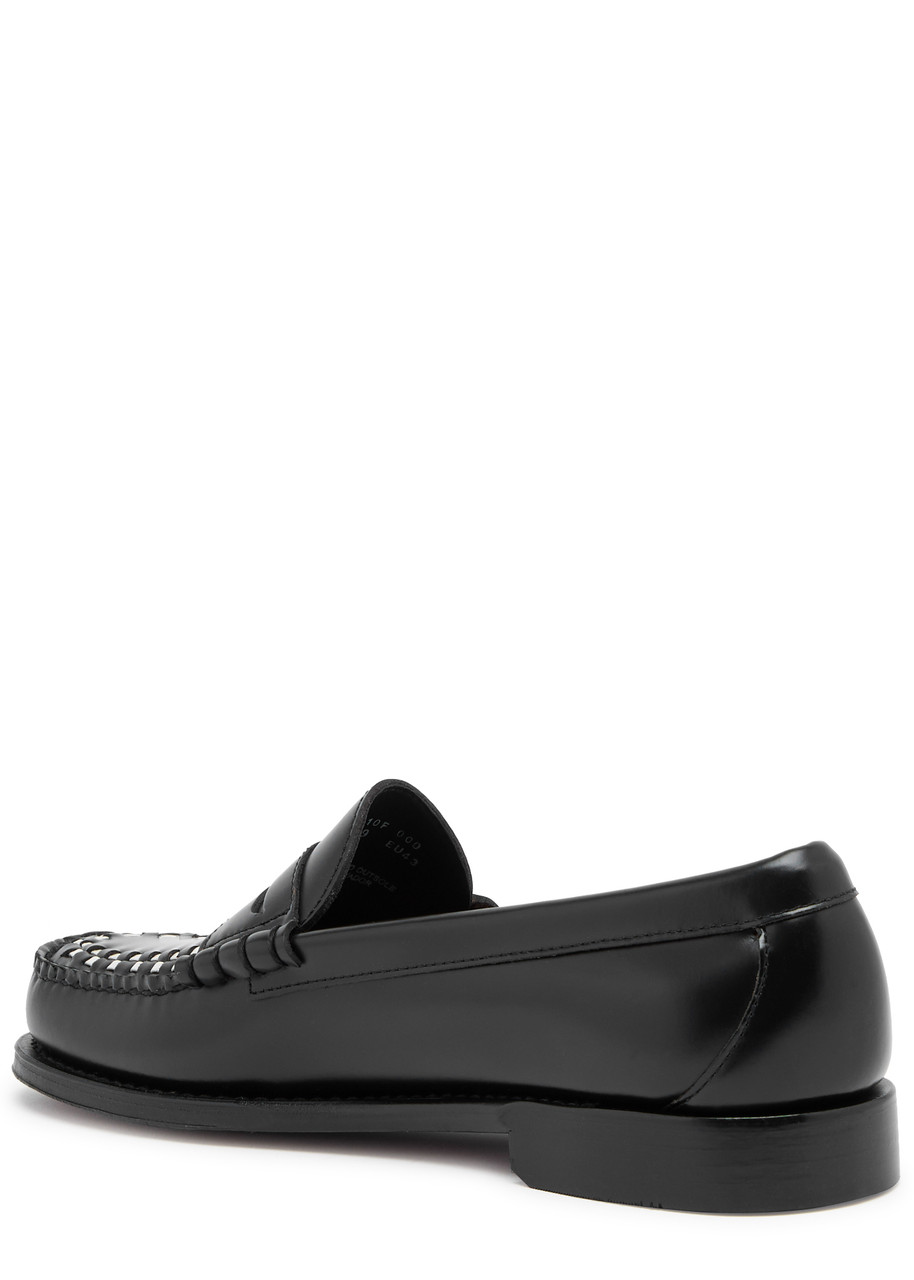 G.h. Bass & Co G.h Bass & Co Weejuns Larson Weave Glossed Leather Loafers In Black