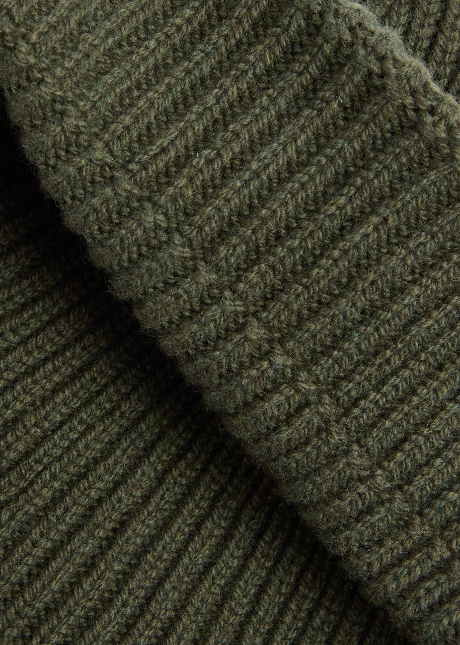 John Smedley Ribbed Cashmere-blend Beanie In Dark Green