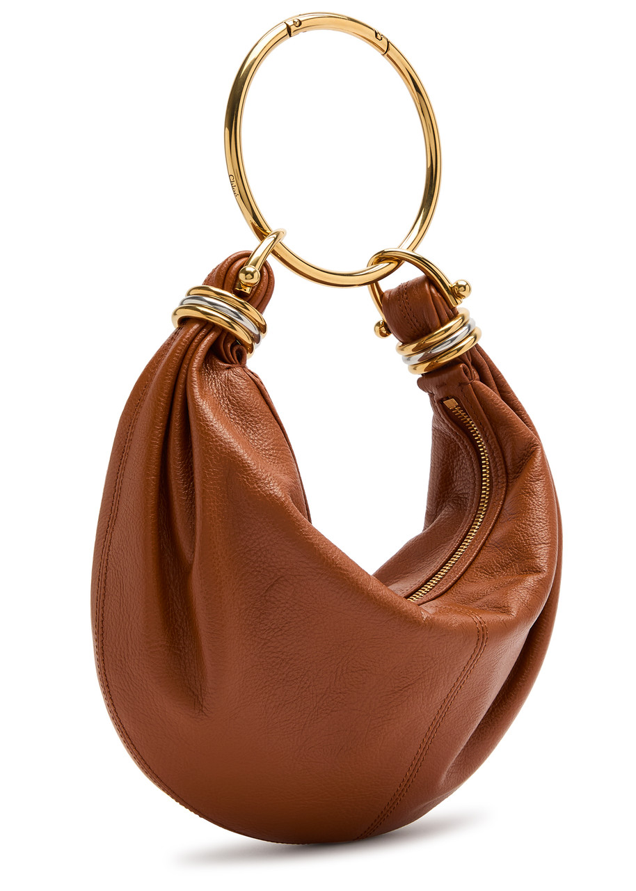 Chloé Chloe Bracelet Grained-leather Top Handle Bag In Tan