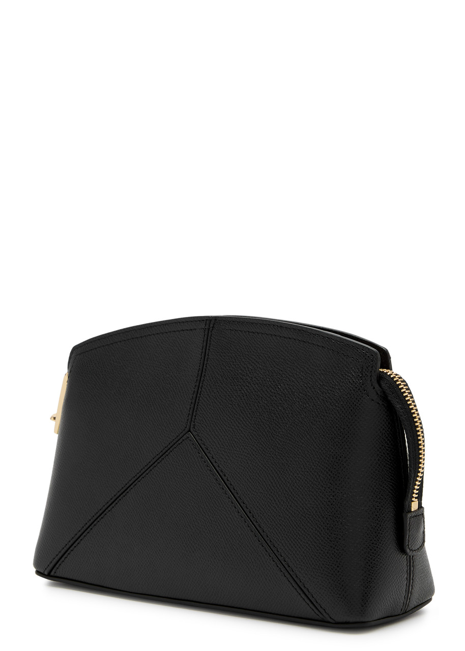 Victoria Beckham Small Classic Grained-leather Clutch In Black