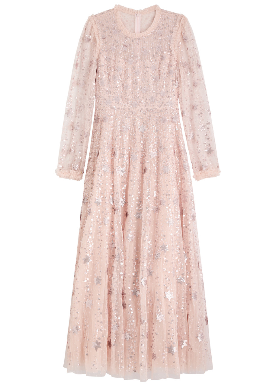 Needle & Thread Shooting Stars Long-sleeved Gown In Light Pink