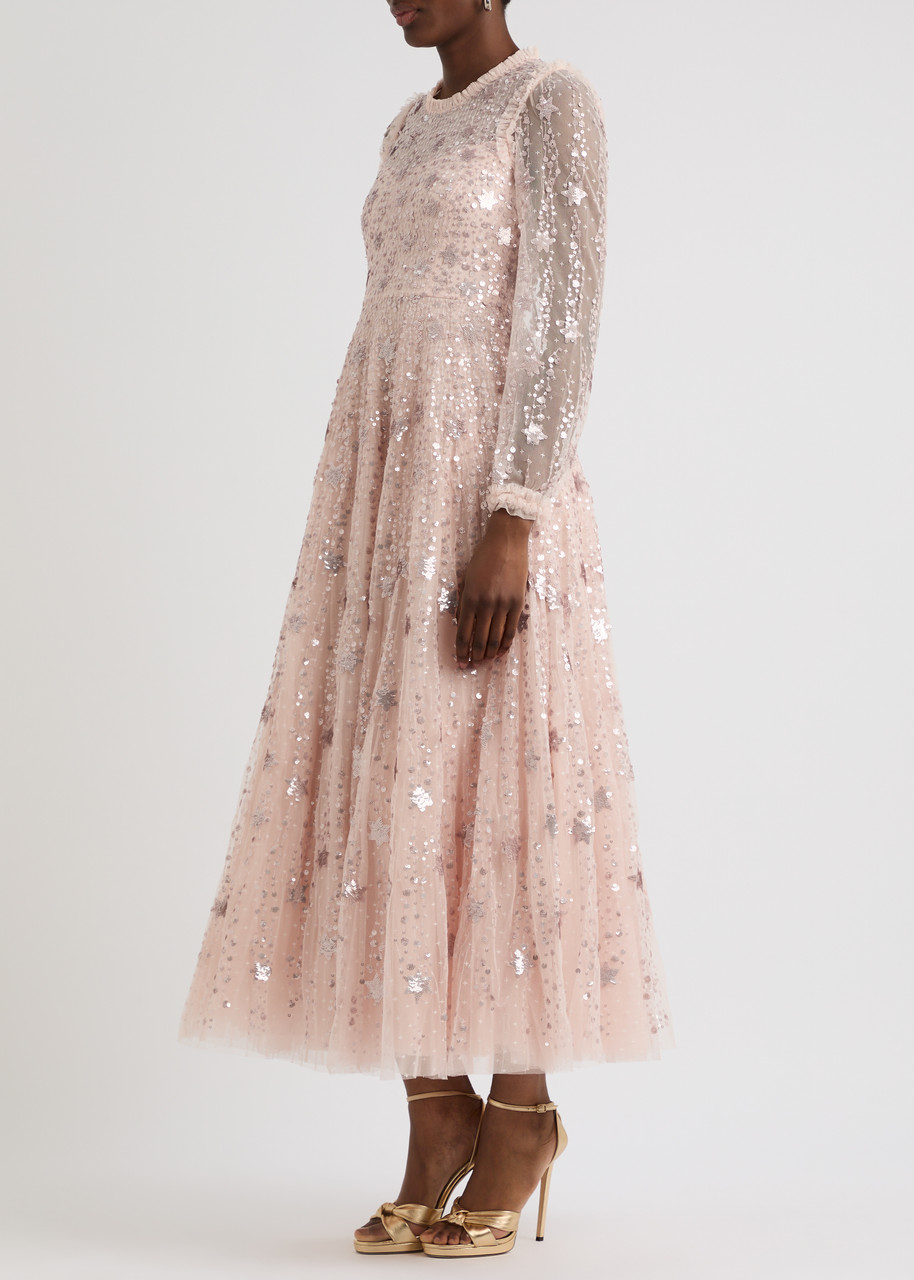 Needle & Thread Shooting Stars Long-sleeved Gown In Light Pink