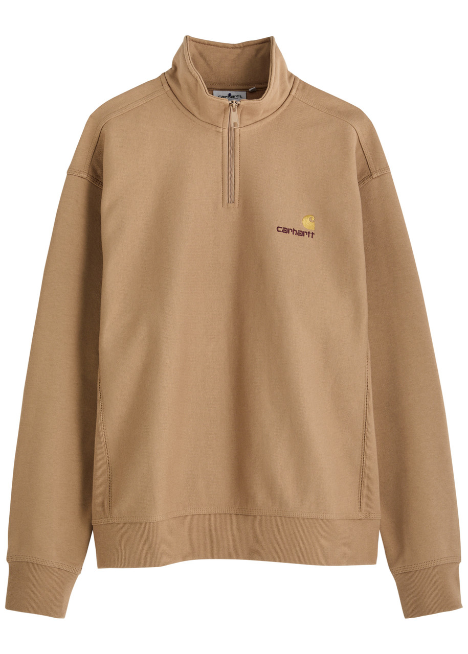 Carhartt Wip American Script Half-zip Cotton-blend Sweatshirt – Brown – L Carhartt Wip American Script Half-zip Cotton-blend Sweatshirt – Brown – L