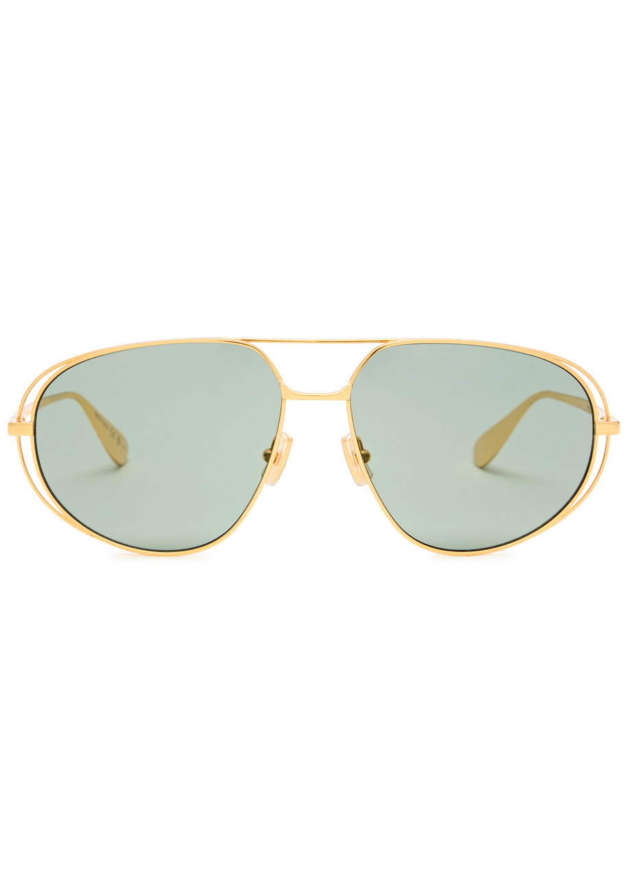 Bottega Veneta Double-framed Aviator Sunglasses In Green