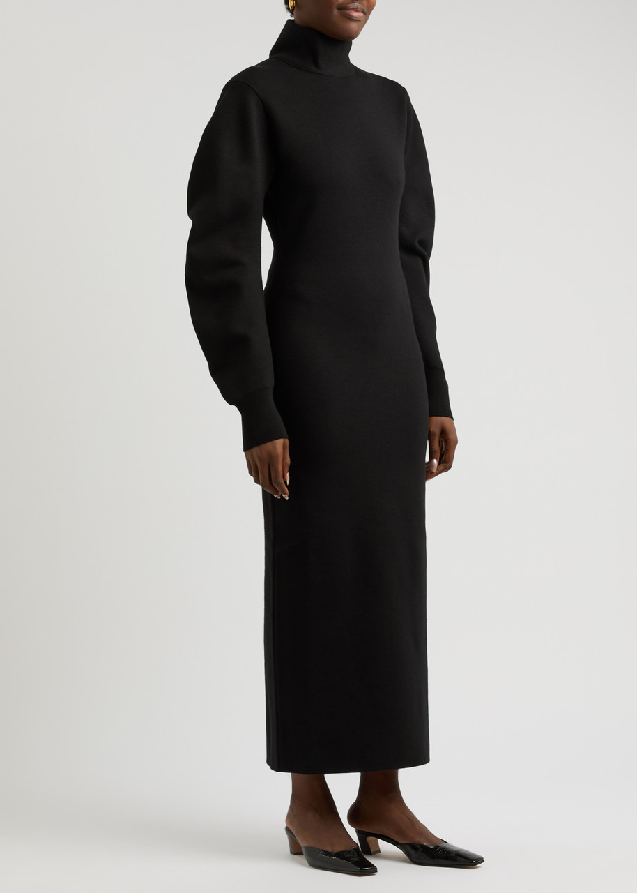 Khaite Storm Wool-blend Maxi Dress In Black