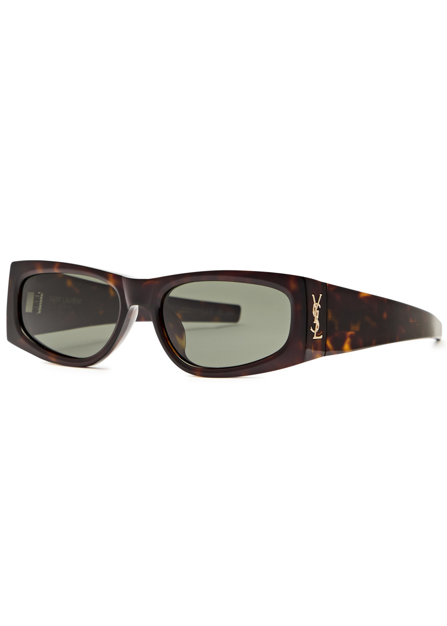 Saint Laurent Rectangle-frame Sunglasses In Brown Havana