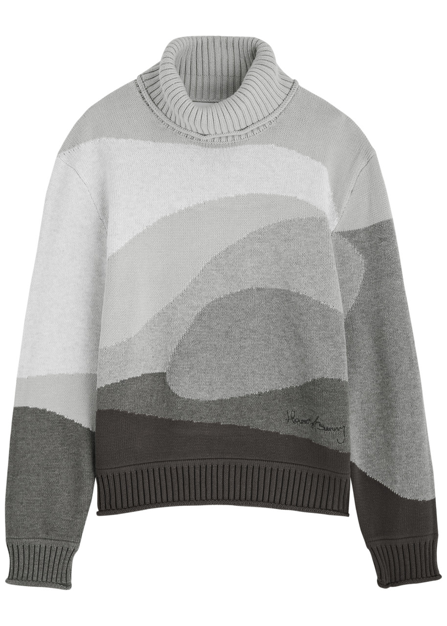 House Of Sunny Greyscale Landscape Intarsia Knitted Jumper In Grey
