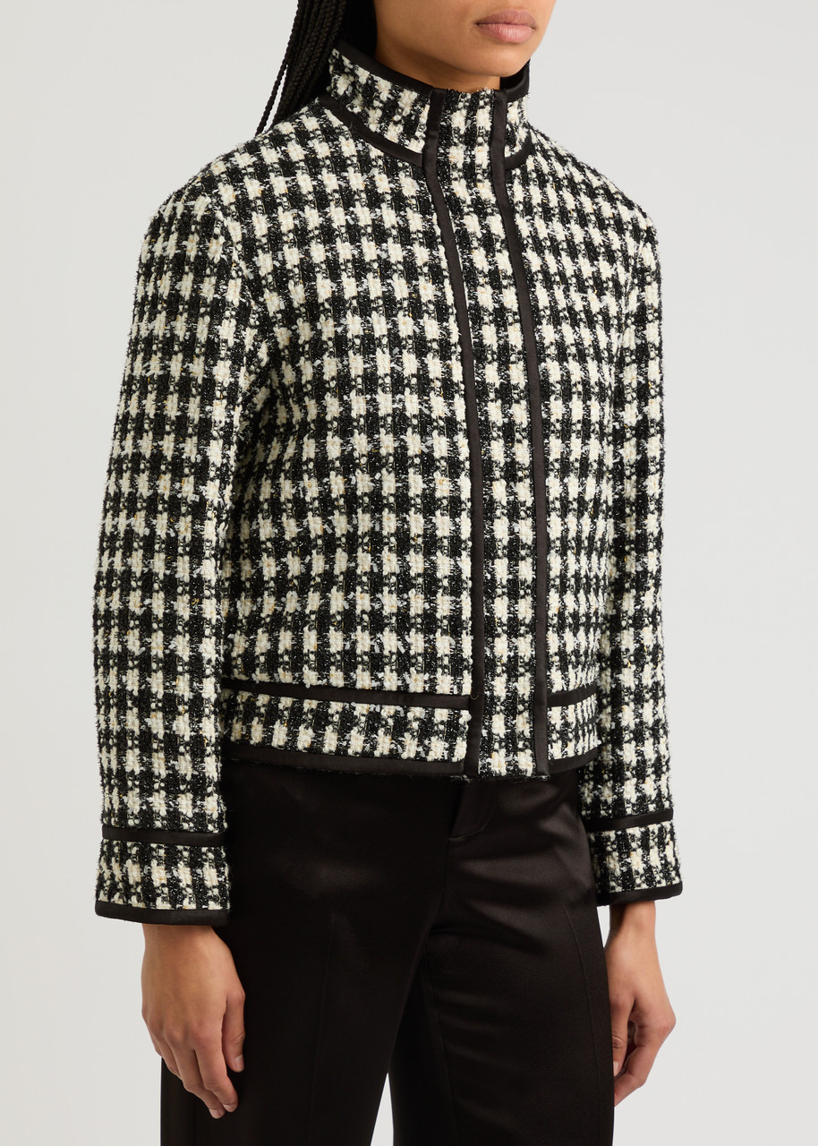Alice And Olivia Corwin Boat Collar Jacket In Black And White
