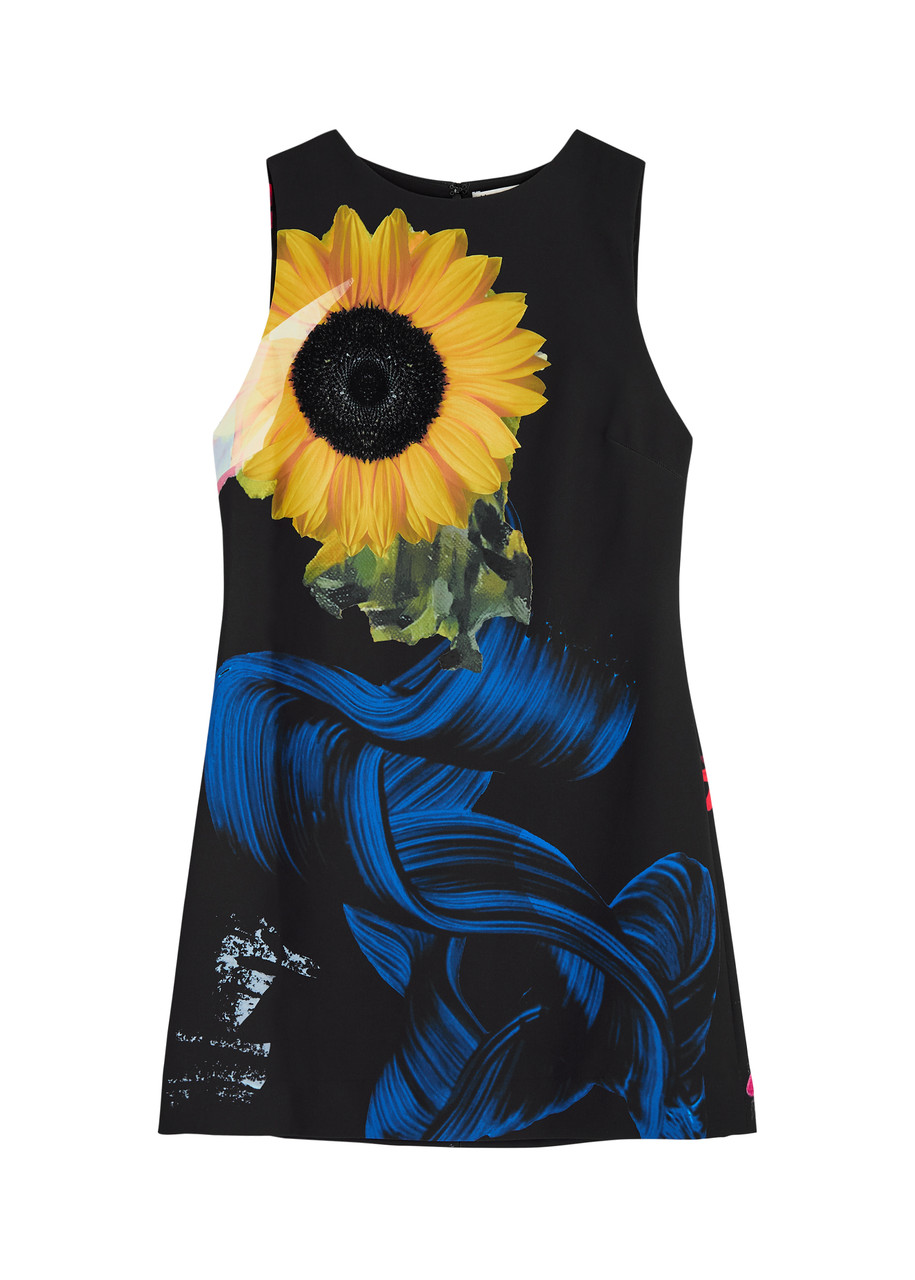 Alice + Olivia Clyde Printed Crepe Mini Dress - Black