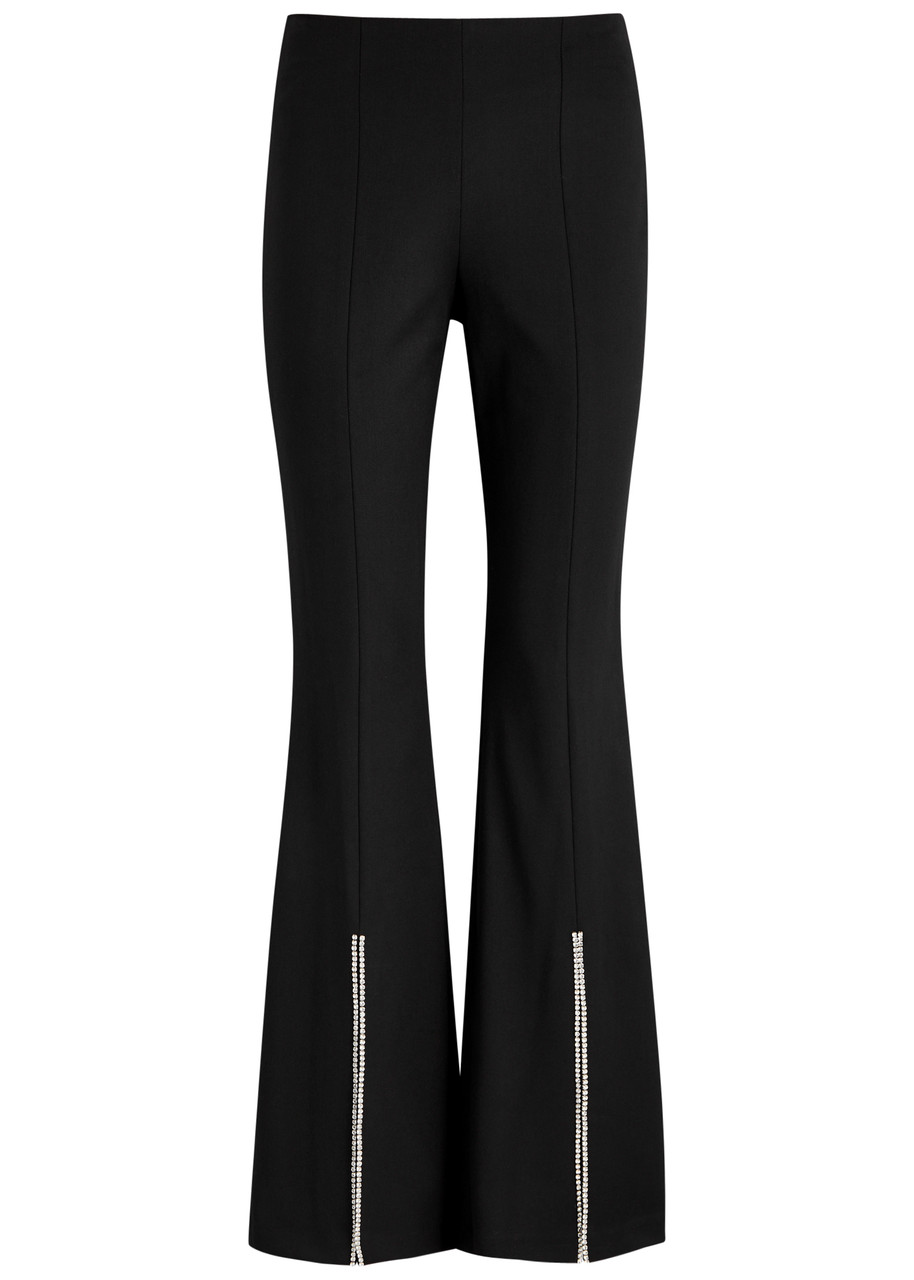 Alice And Olivia Rmp Bootcut Pants With Embellished Front Slits In Black