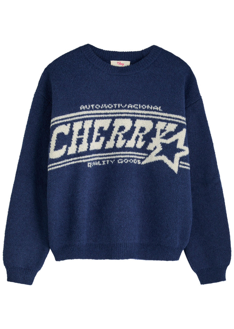 Cherry Los Angeles Logo-intarsia Alpaca-blend Jumper - Blue - XL
