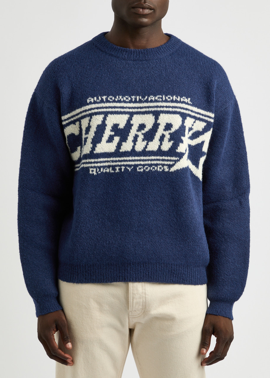 Cherry La Logo-intarsia Alpaca-blend Jumper In Blue