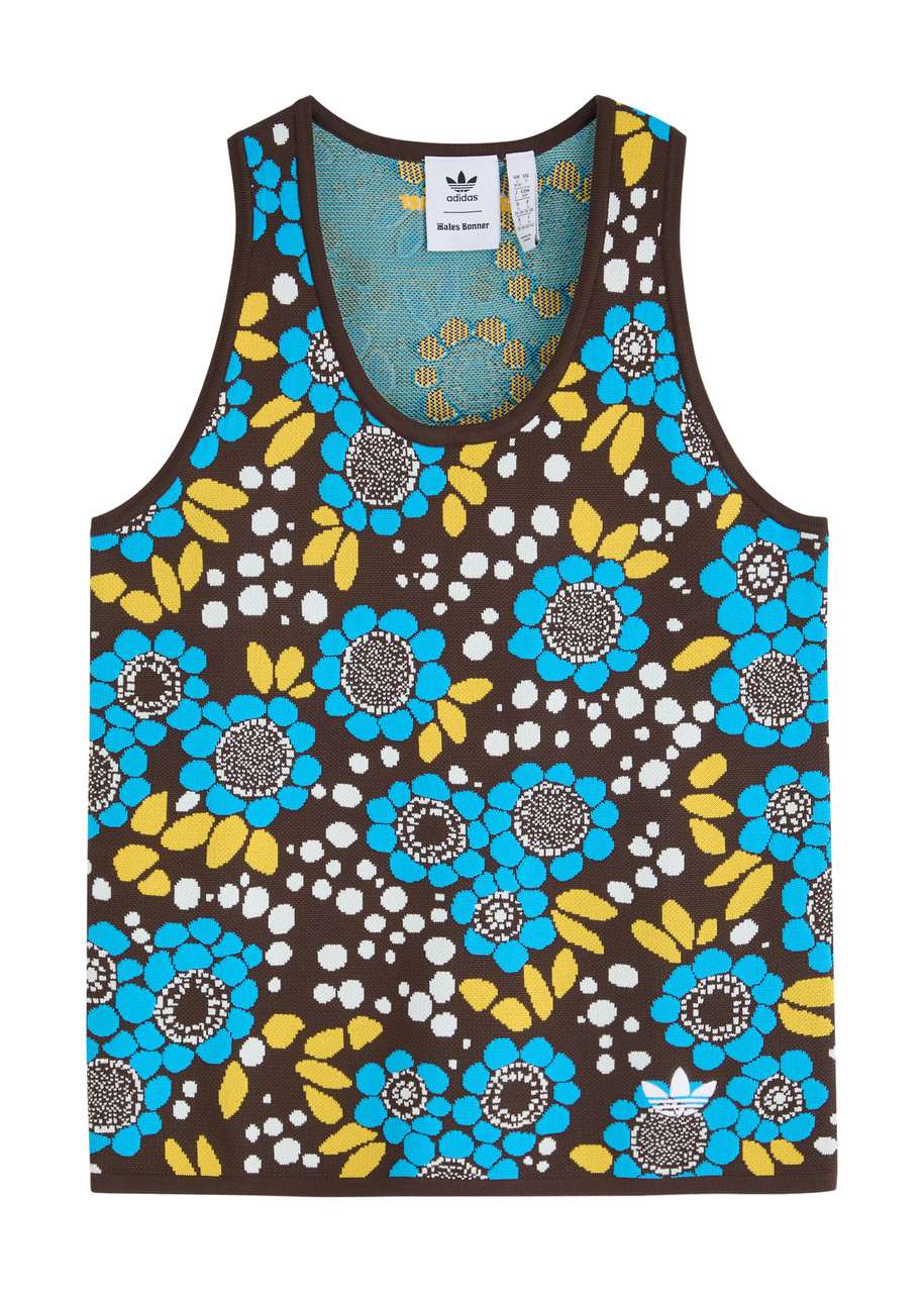 Adidas Originals Adidas X Wales Bonner Logo Floral-intarsia Knitted Tank In Multicoloured
