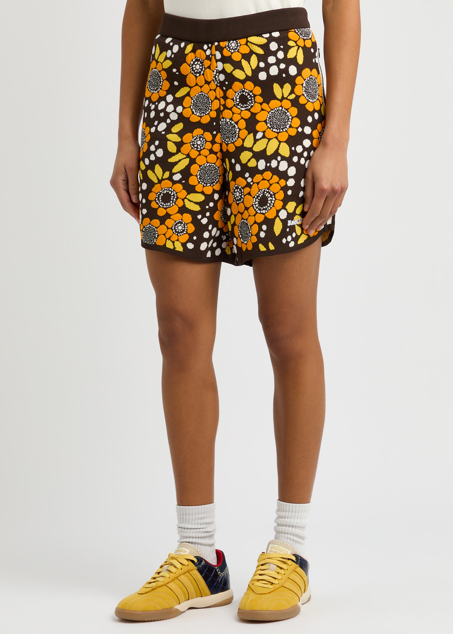 Adidas Originals Adidas X Wales Bonner Logo Floral-intarsia Knitted Shorts In Multicoloured