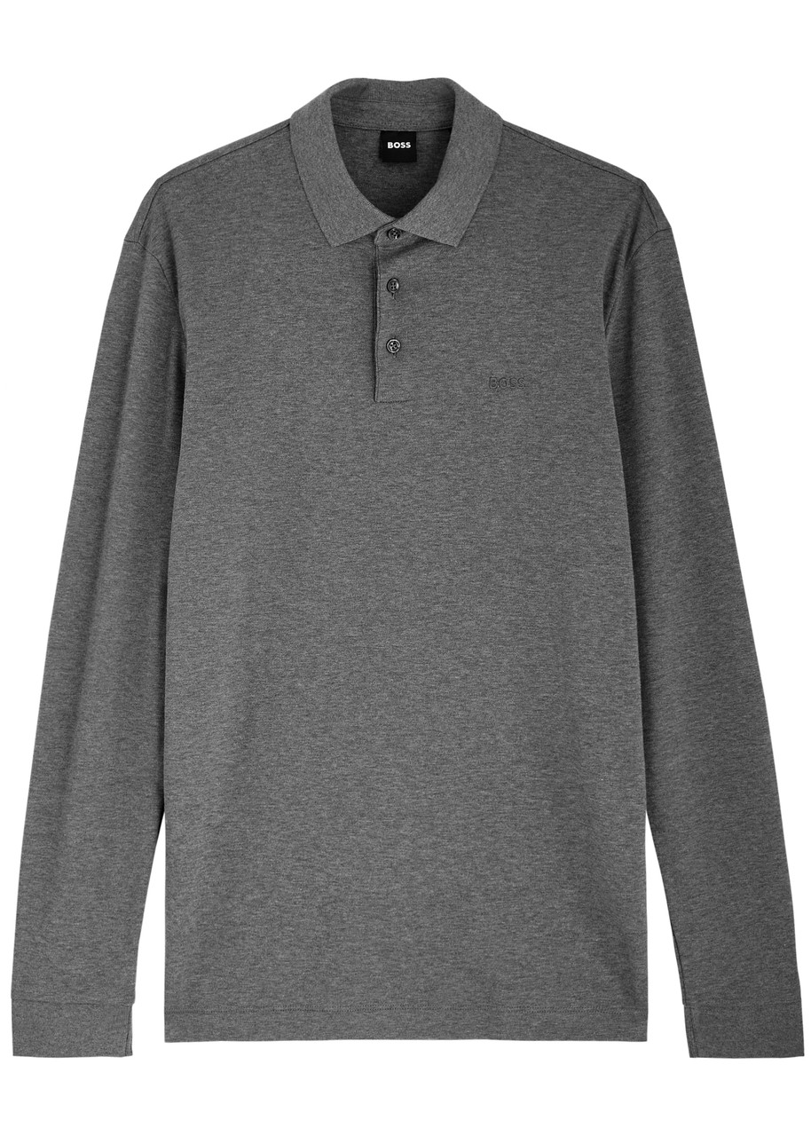 Boss Logo-embroidered Cotton Polo Shirt – Charcoal – L