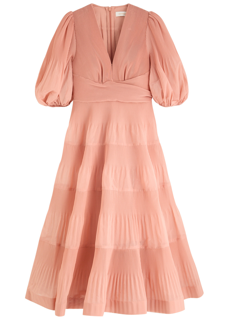 Zimmermann Pink Pleated Midi Dress Women In Pink Light