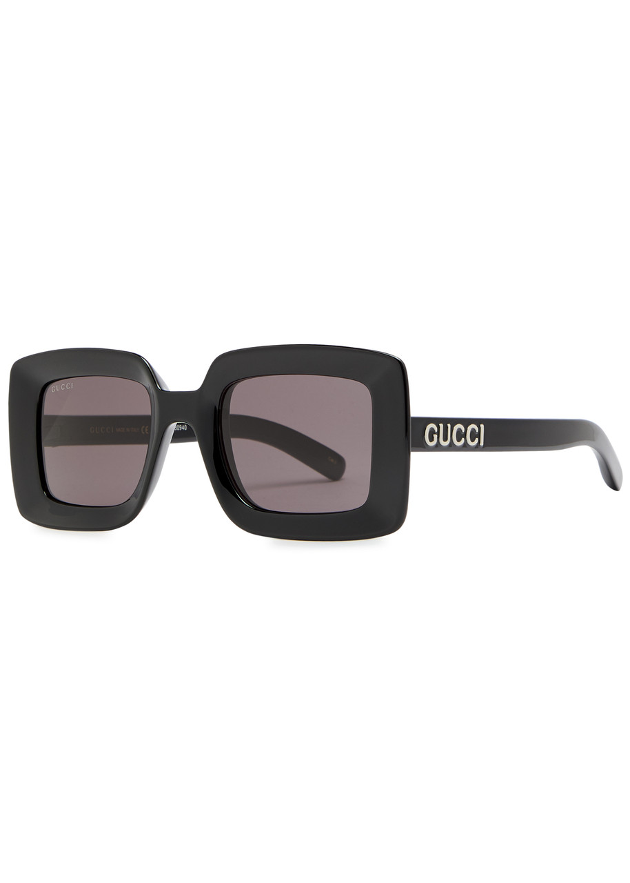 Gucci Eyewear Oversized Square-frame Designer Sunglasses Black & Grey - One Size