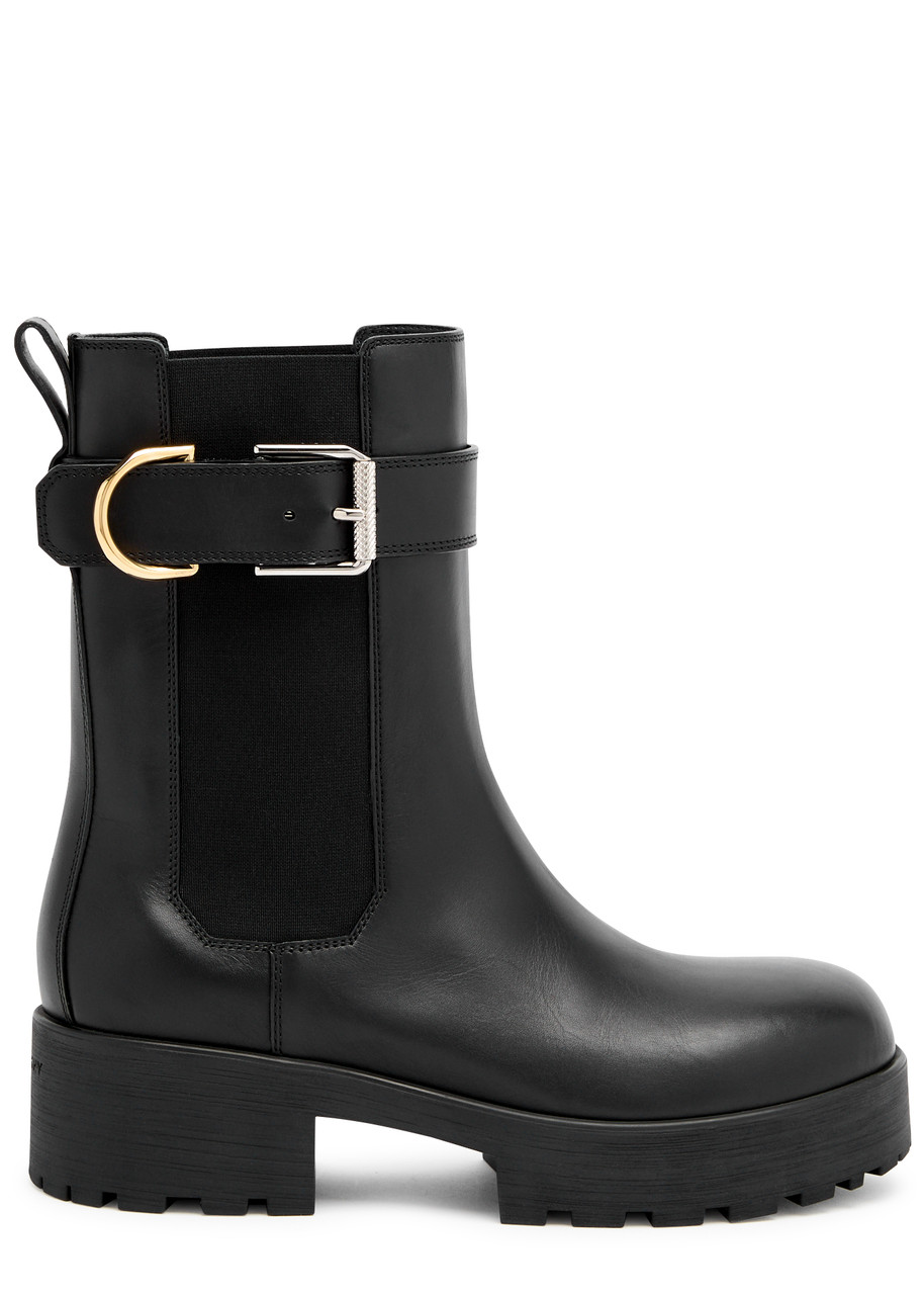 Givenchy Voyou Leather Buckle Chelsea Boots In Black
