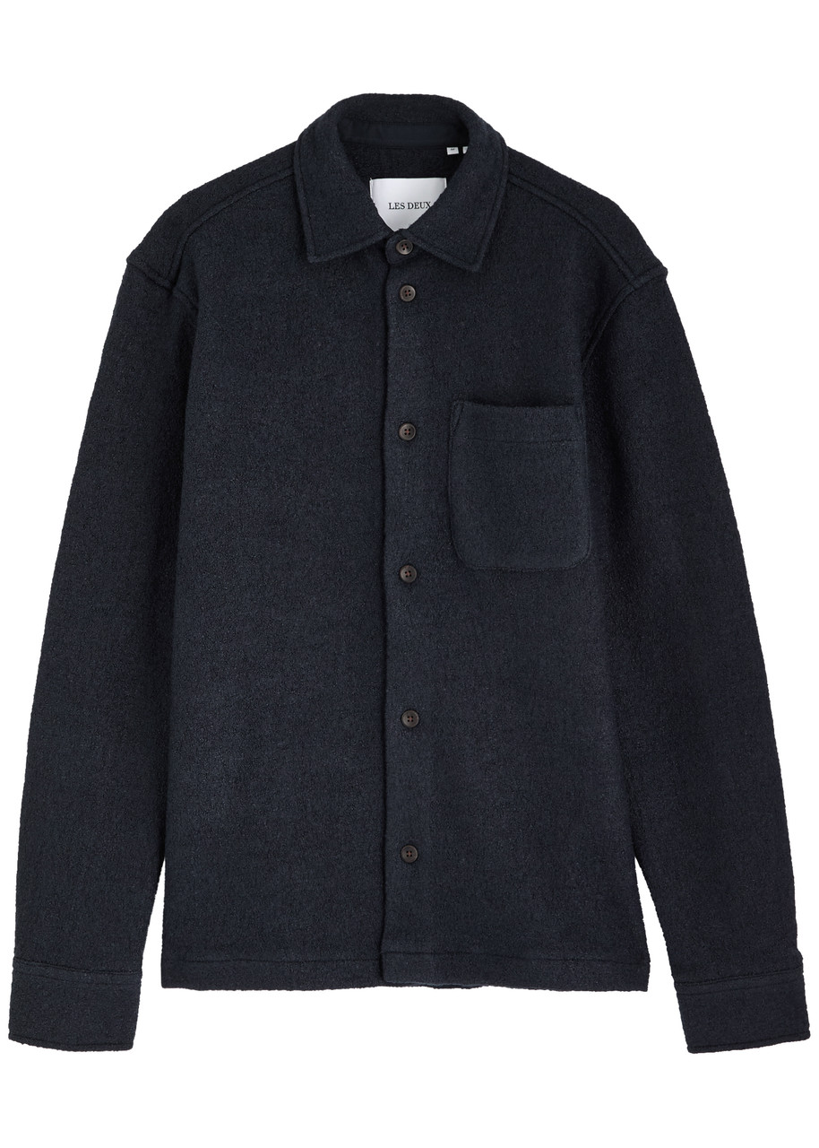 Les Deux Nash Twill Wool Jacket In Navy