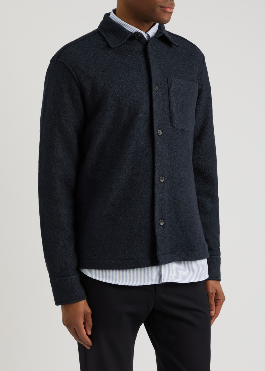 Les Deux Nash Twill Wool Jacket In Navy