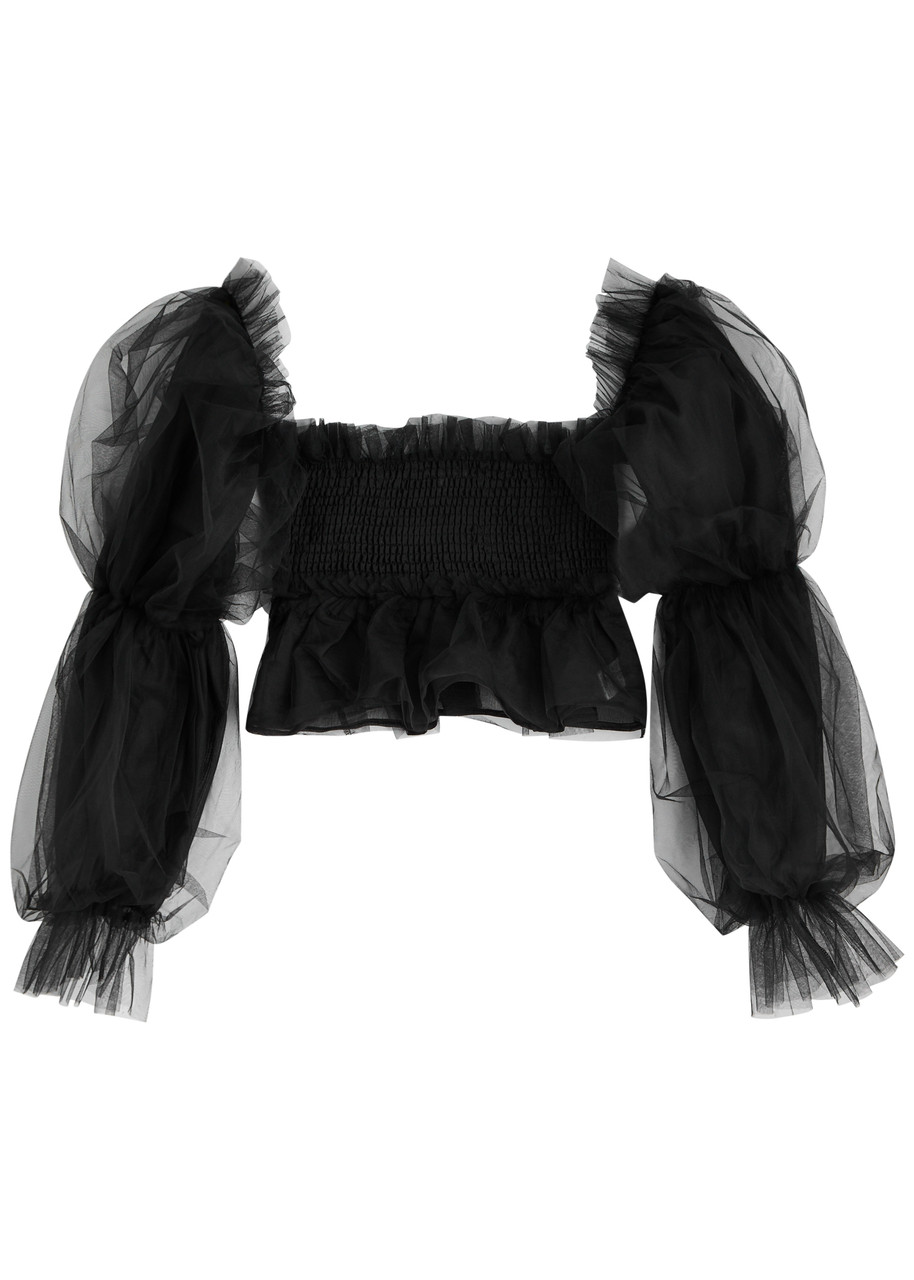 Sister Jane Mystery Smocked Tulle Top In Black