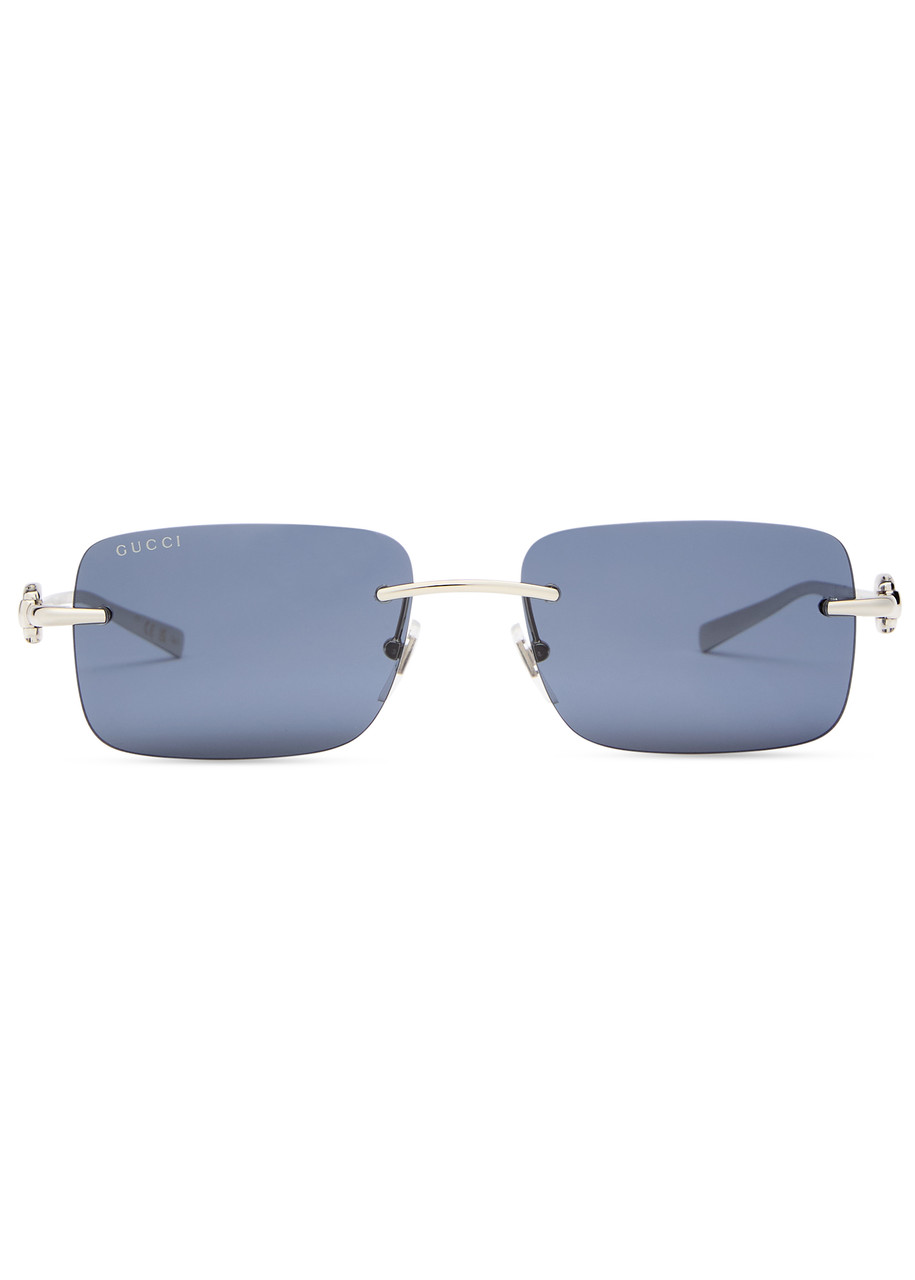  Gucci Rimless Rectangle-frame Sunglasses - Silver - One Size 