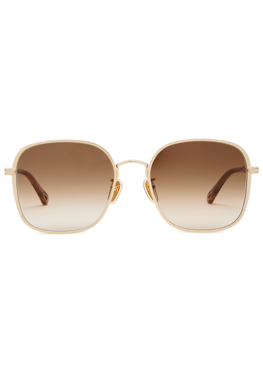 Chloé Chloe Oversized Square-frame Sunglasses In Gold Other