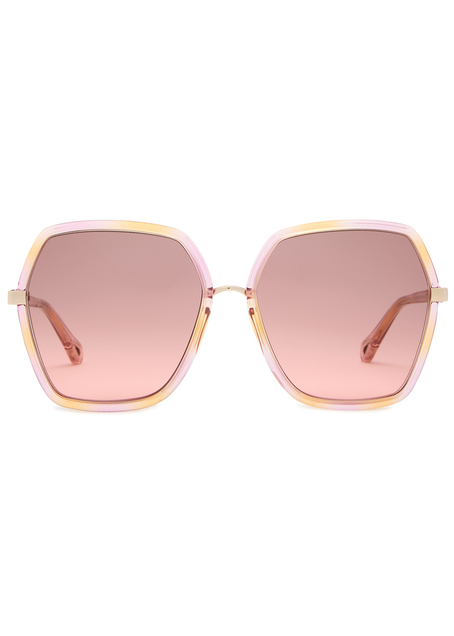 Chloé Chloe Oversized Square-frame Sunglasses In Pink