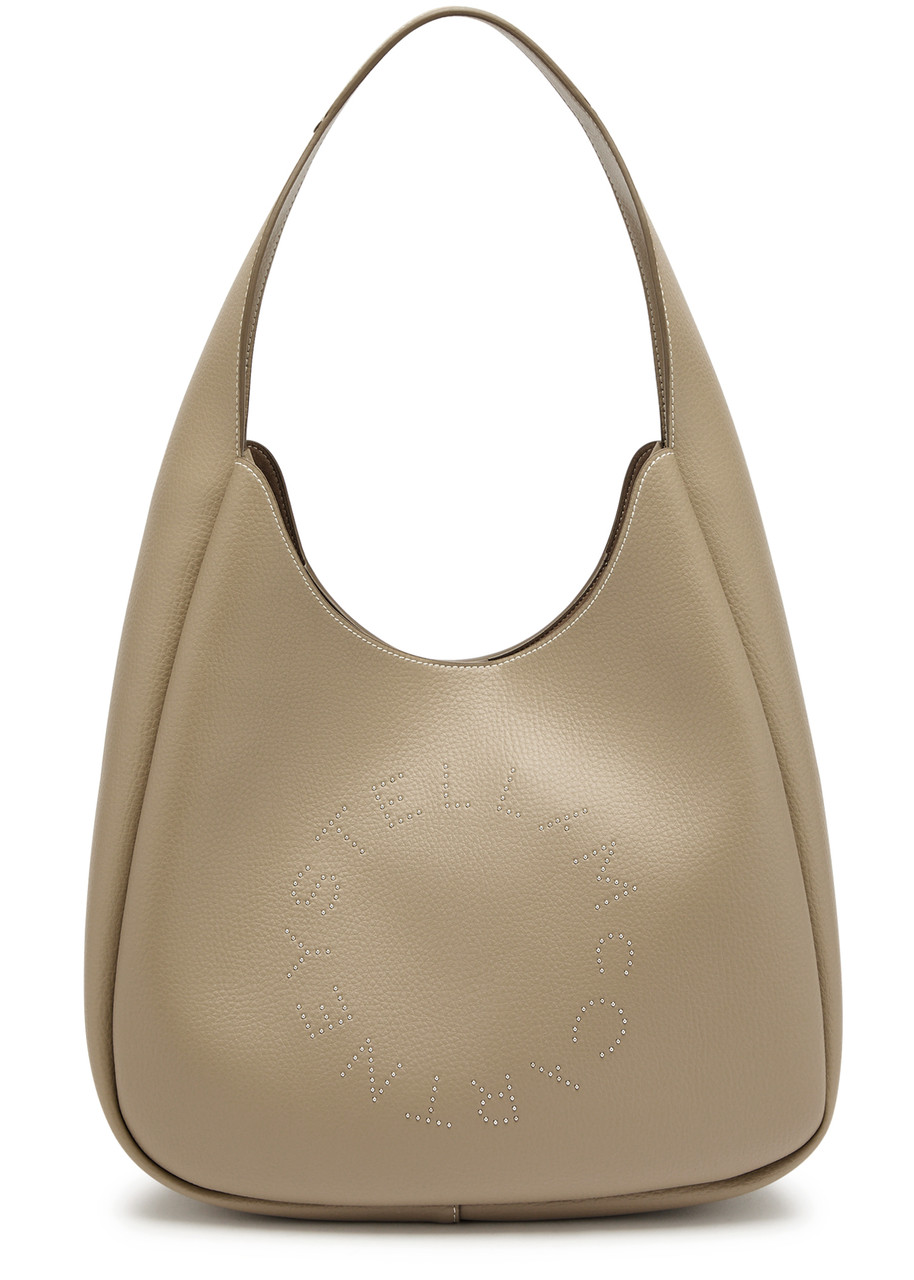 Stella Mccartney Stella Logo Grained Faux-leather Tote Bag In Taupe