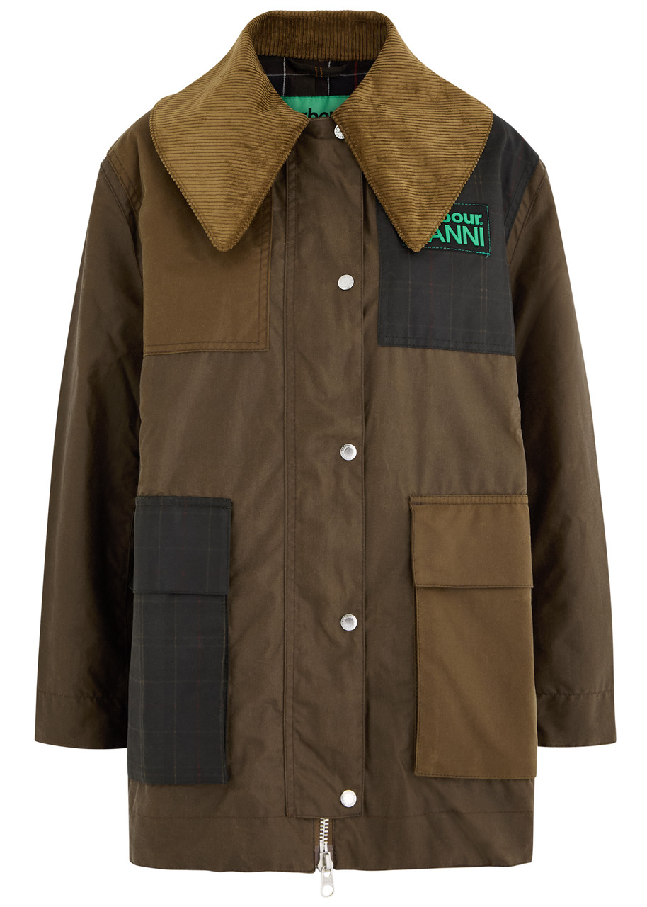 Barbour X Ganni X Ganni Duffle Panelled Waxed Cotton Coat - Brown - 14 (UK14 / L)
