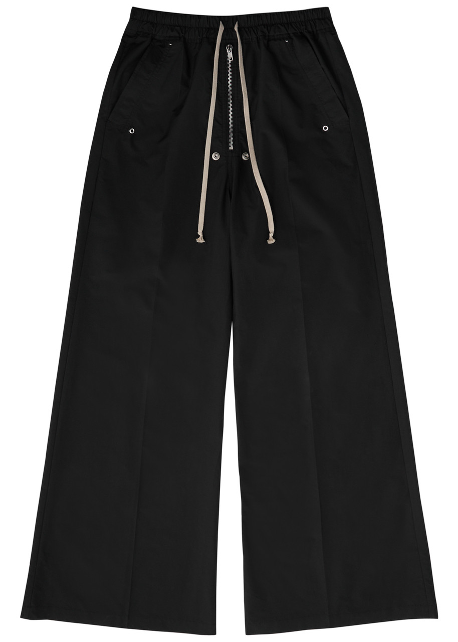Rick Owens Mens Black Cargobelas Multi-pockets Wide-leg Relaxed-fit Stretch-cotton Trousers In Black