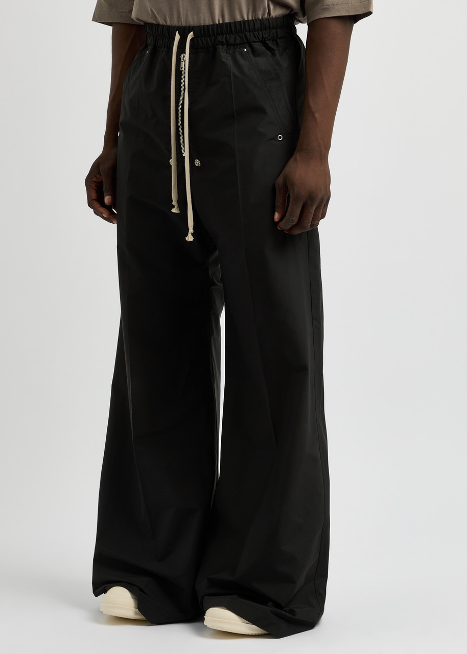 Rick Owens Mens Black Cargobelas Multi-pockets Wide-leg Relaxed-fit Stretch-cotton Trousers In Black