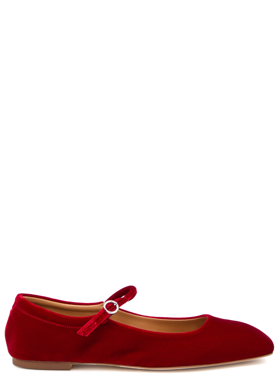 Aeyde Uma Velvet Ballet Flats - Red - 40 (IT40/ UK7)
