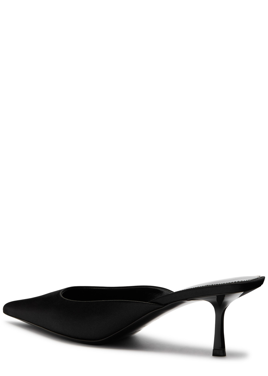 Saint Laurent Barbara Pantoletten Aus Satin In Black