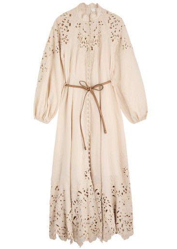 Zimmermann Embroidered Linen Dress Lucky Embroidered Linen