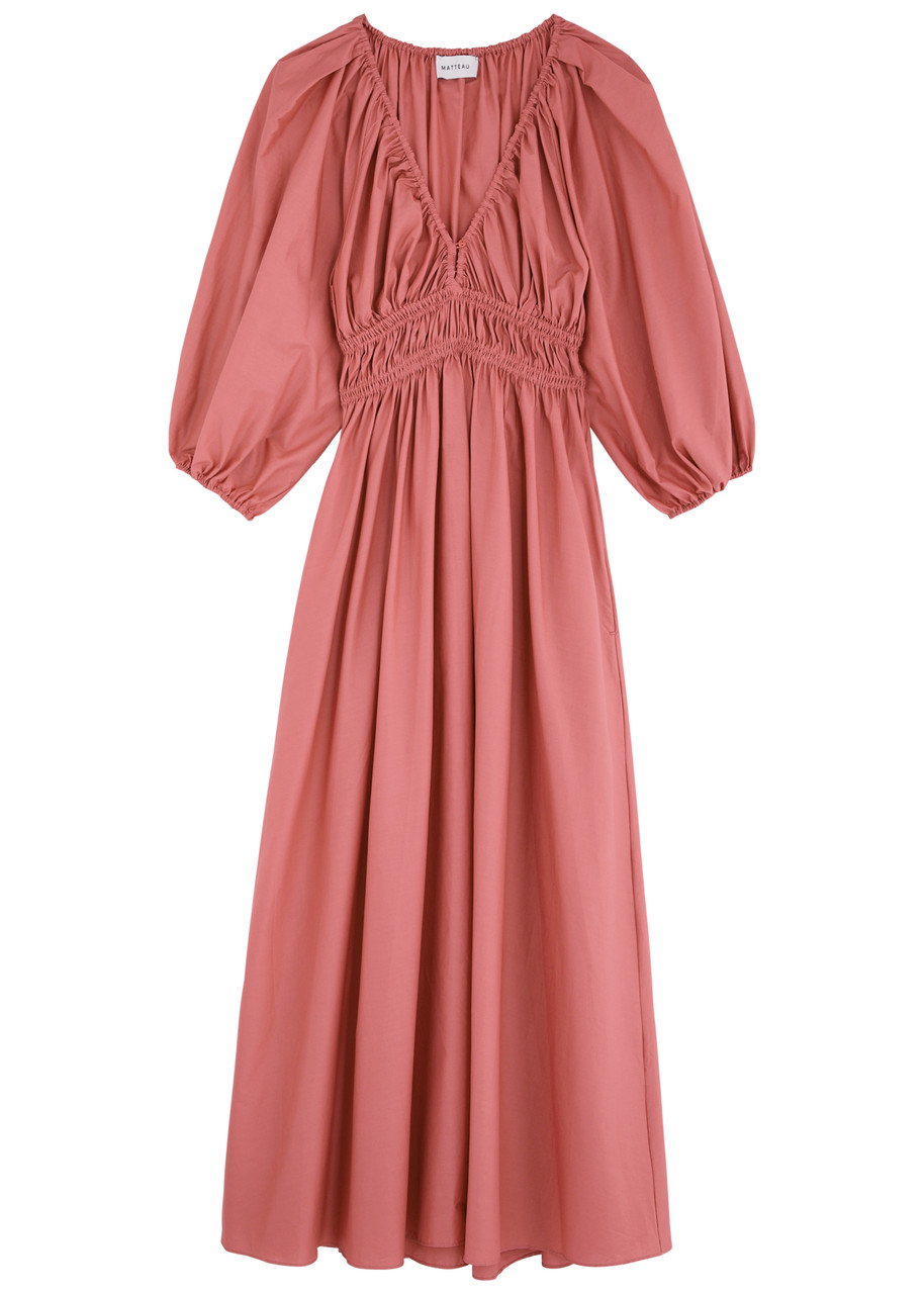 Matteau Smocked Cotton Midi Dress - Rose - 4 (UK4 /xxs)