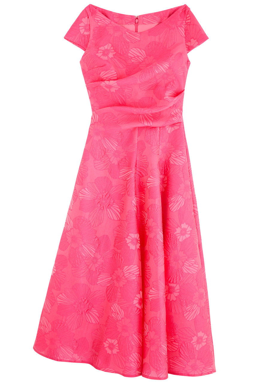 Talbot Runhof Floral-jacquard Midi Dress - Pink