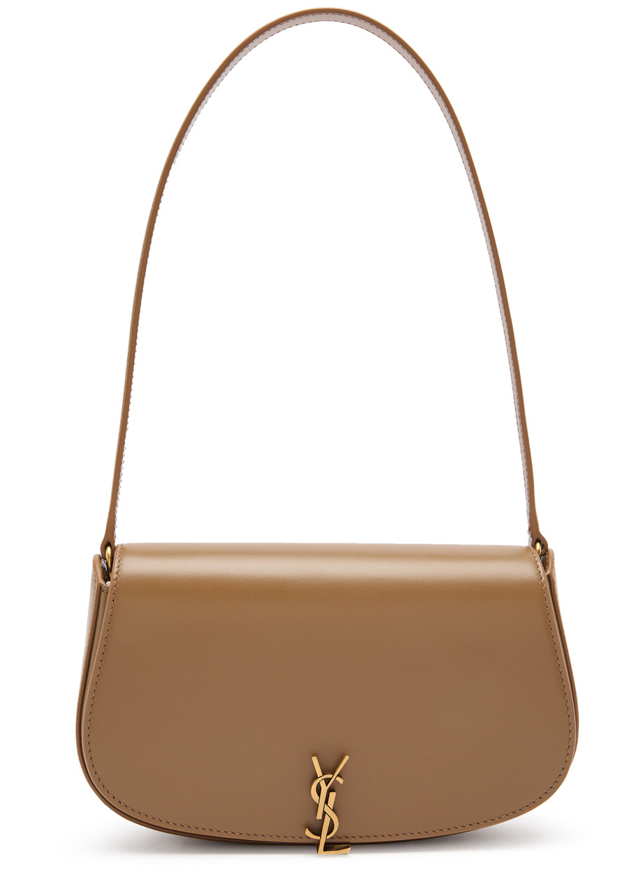 Saint Laurent Demilune Leather Shoulder Bag In Tan
