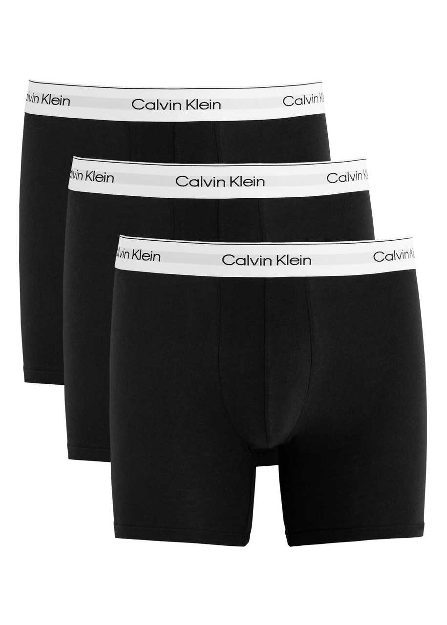 Calvin Klein Modern Stretch-cotton Boxer Briefs - set of Three - Black And White - M
