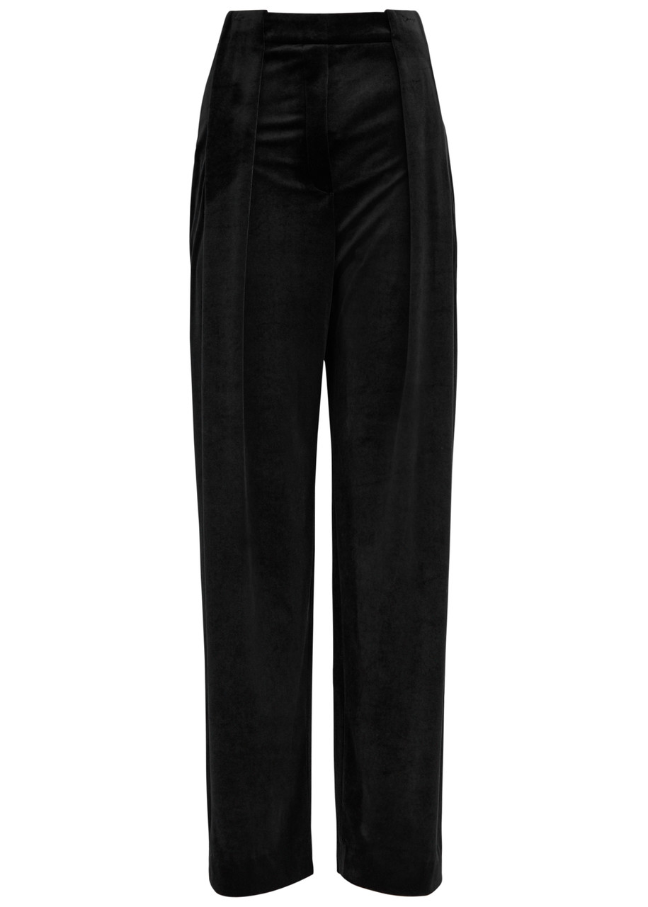 BALMAIN BALMAIN PLEATED WIDE-LEG VELVET TROUSERS