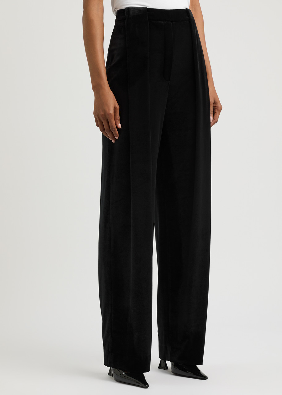 BALMAIN BALMAIN PLEATED WIDE-LEG VELVET TROUSERS