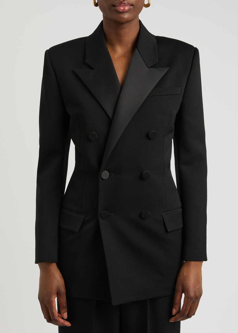Saint Laurent Double-breasted Wool Blazer In Black