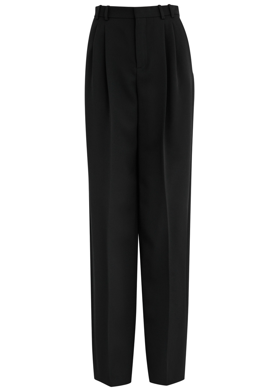 Saint Laurent Yves  Wide-leg Wool Trousers In Black