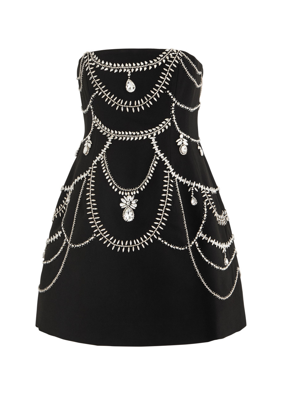 Simkhai Jonathan  Arta Strapless Crystal-embellished Mini Dress In Black And Silver