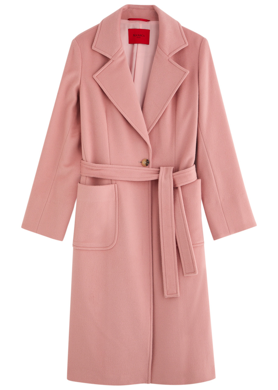 Max&co Kids Belted Wool Coat - Pink