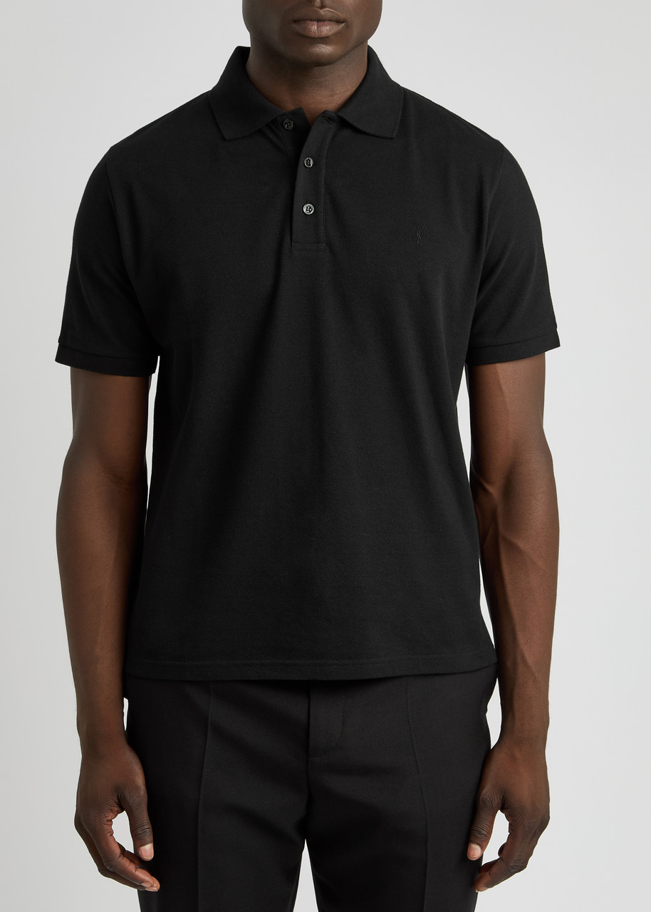 Saint Laurent Shirt With Polo Collar And Short Sleeves In Black