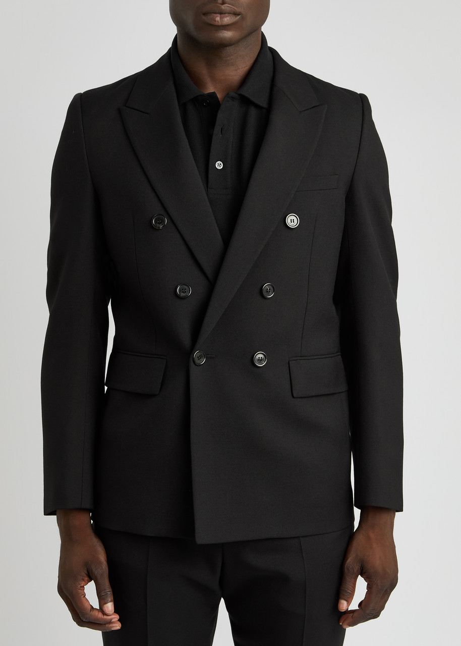 Saint Laurent Double-breasted Wool Blazer In Black