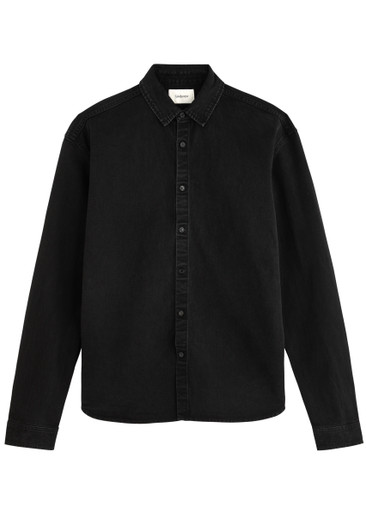 SAINT LAURENT Logo-embroidered denim shirt | Harvey Nichols